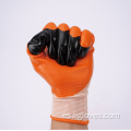 Guantes de nitrilo de forro de nylon con nitrilo negro bañado